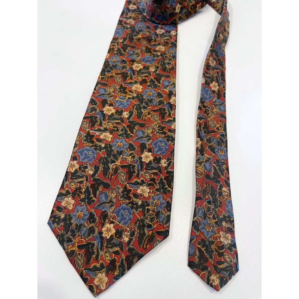 Bert‎ Pulitzer Collectors Edition Floral Red Gold Silk Mens Tie - Picture 2 of 6